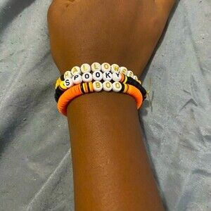 NWOT Handmade Halloween set Heishi Polymer Clay Beads Stretchy Bracelets
